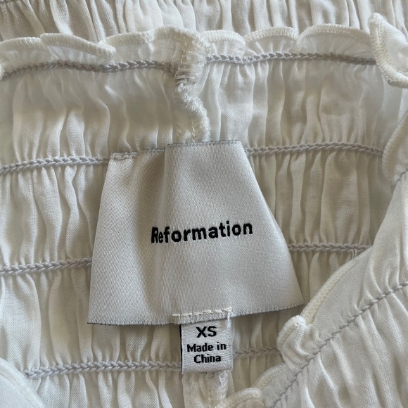 NEW Reformation Aggie Short Sleeve Top Peplum White | size XS - Picture 7 of 11